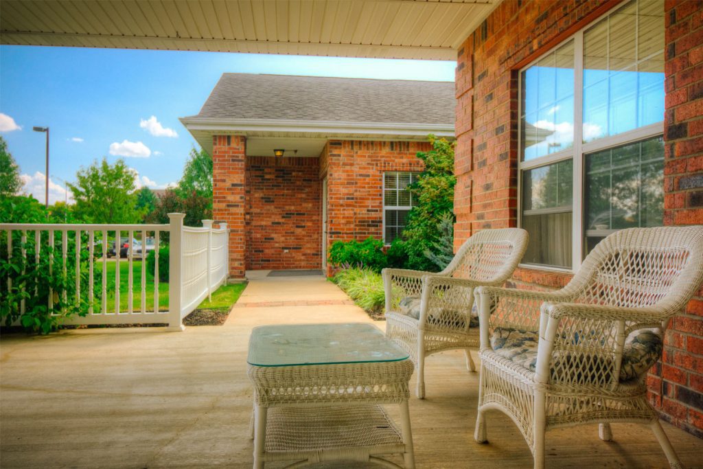 A patio area at a long term care facility