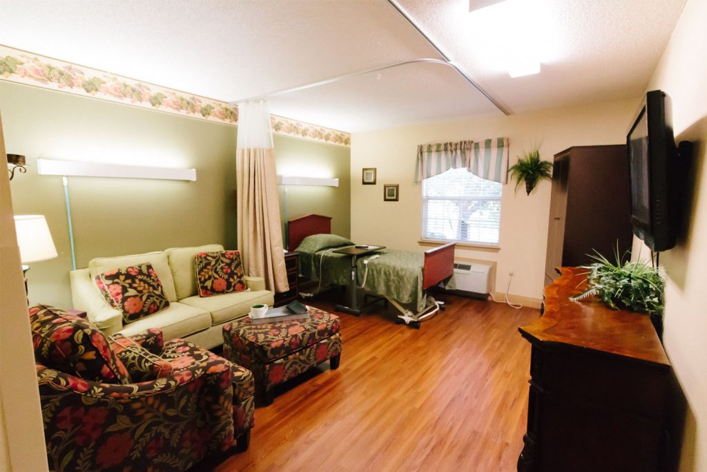 A room available for a long term care resident at a skilled nursing facility